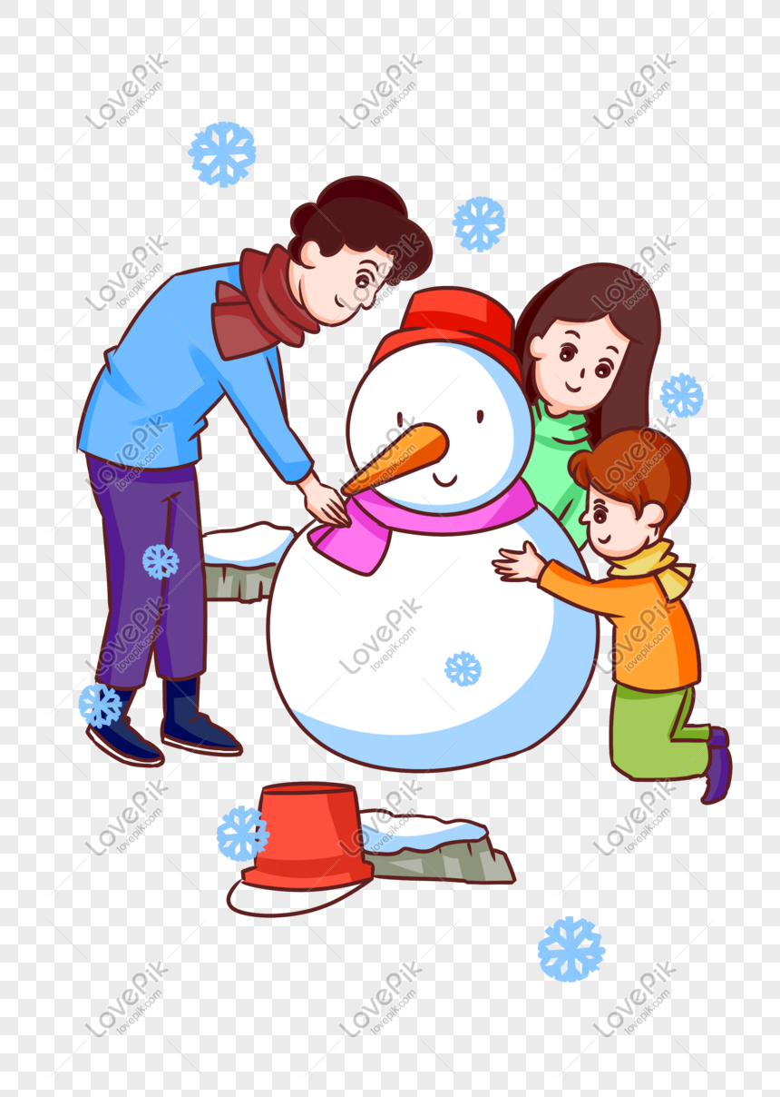 Ilustrasi Keluarga Salju Musim Dingin Png Grafik Gambar Unduh