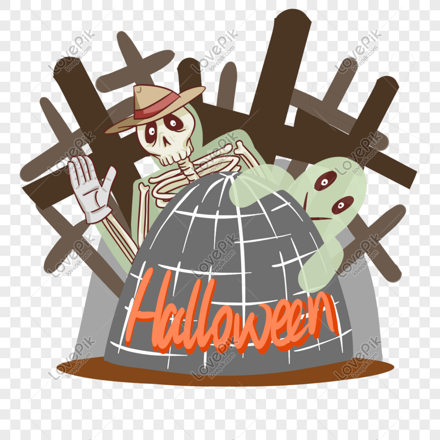 Halloween Kuburan Zombie Ilustrasi Kecil Syaitan Gambar