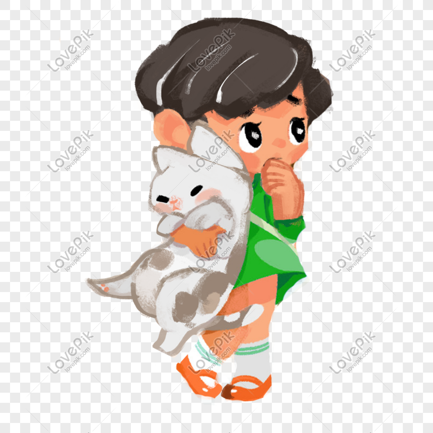 Girl Holding A Kitten Png PNG Transparent Image And Clipart Image For ...