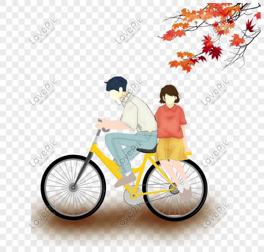 Little Brother And Sister Riding A Bicycle, Bicycle, Manned, Back