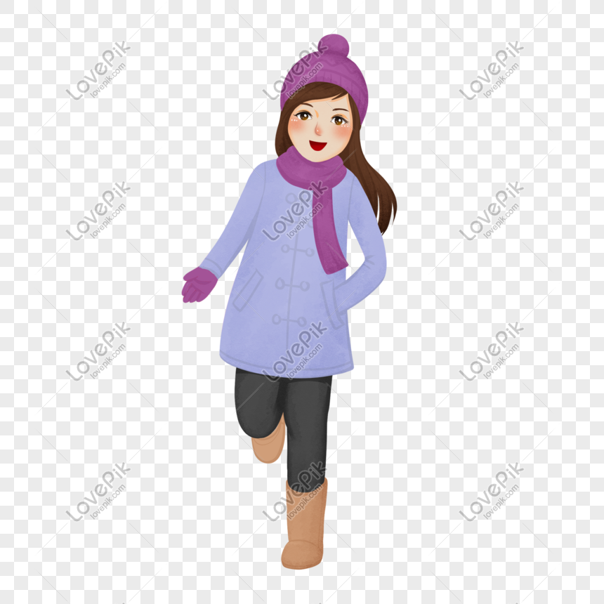 冬のかわいいセーター女の子手描きイラストイメージ グラフィックス Id