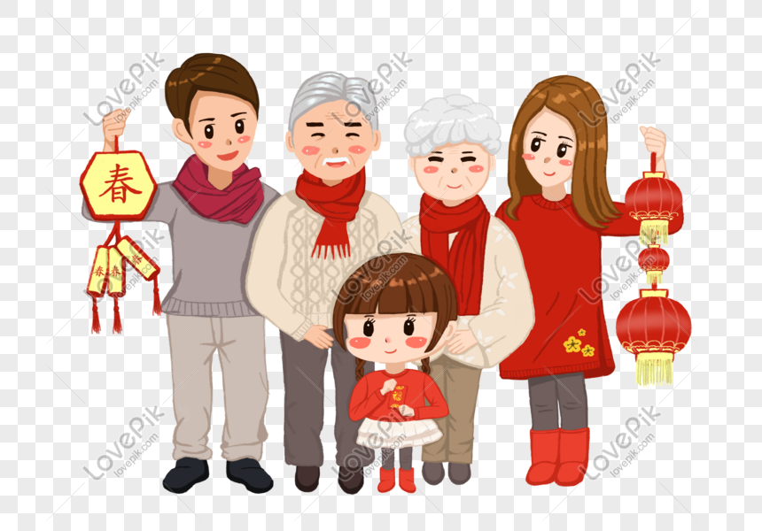 Hand Drawn Cartoon Warm Family Portrait Free PNG And Clipart Image For ...