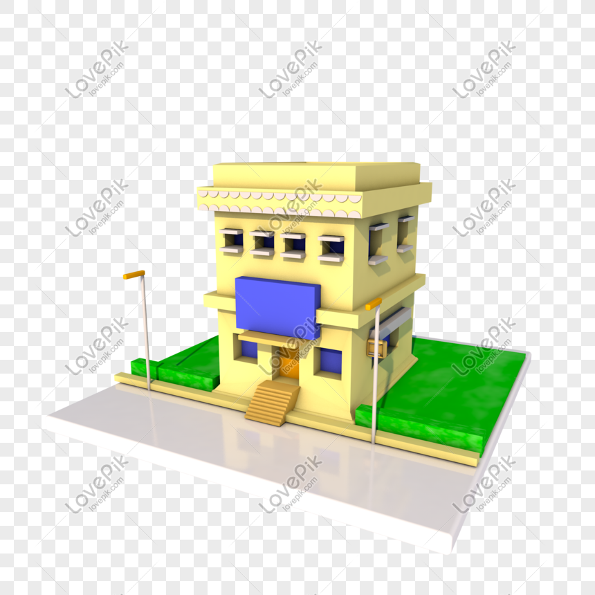 C4d Cartoon House 3d Stereo PNG Free Download And Clipart Image For Free  Download - Lovepik | 611370803