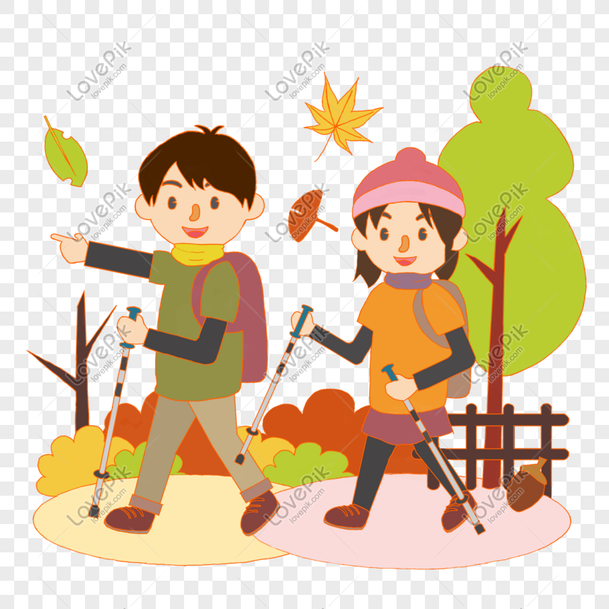 Autumn Ascends Hiking Men And Women Cartoon Free PNG And Clipart Image For  Free Download - Lovepik | 611370159