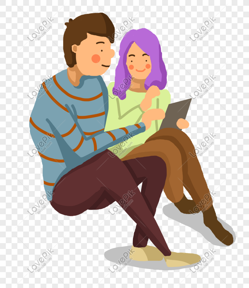 Cartoon Couple Sitting Together Reading A Book Illustration PNG Image And  Clipart Image For Free Download - Lovepik | 611370358