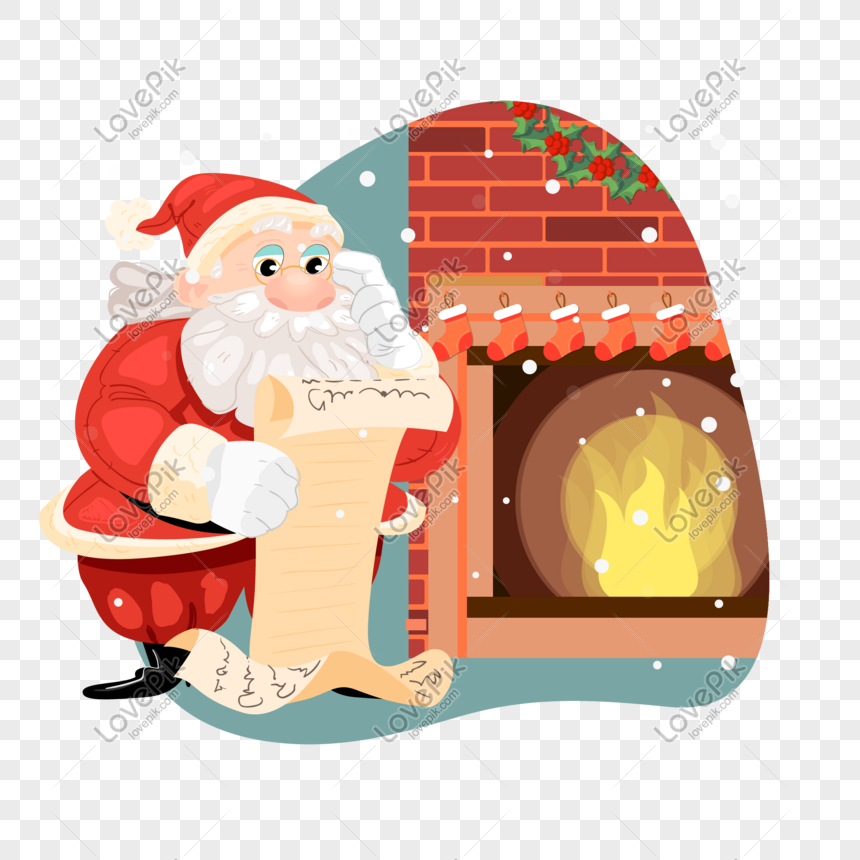 santa fireplace clipart