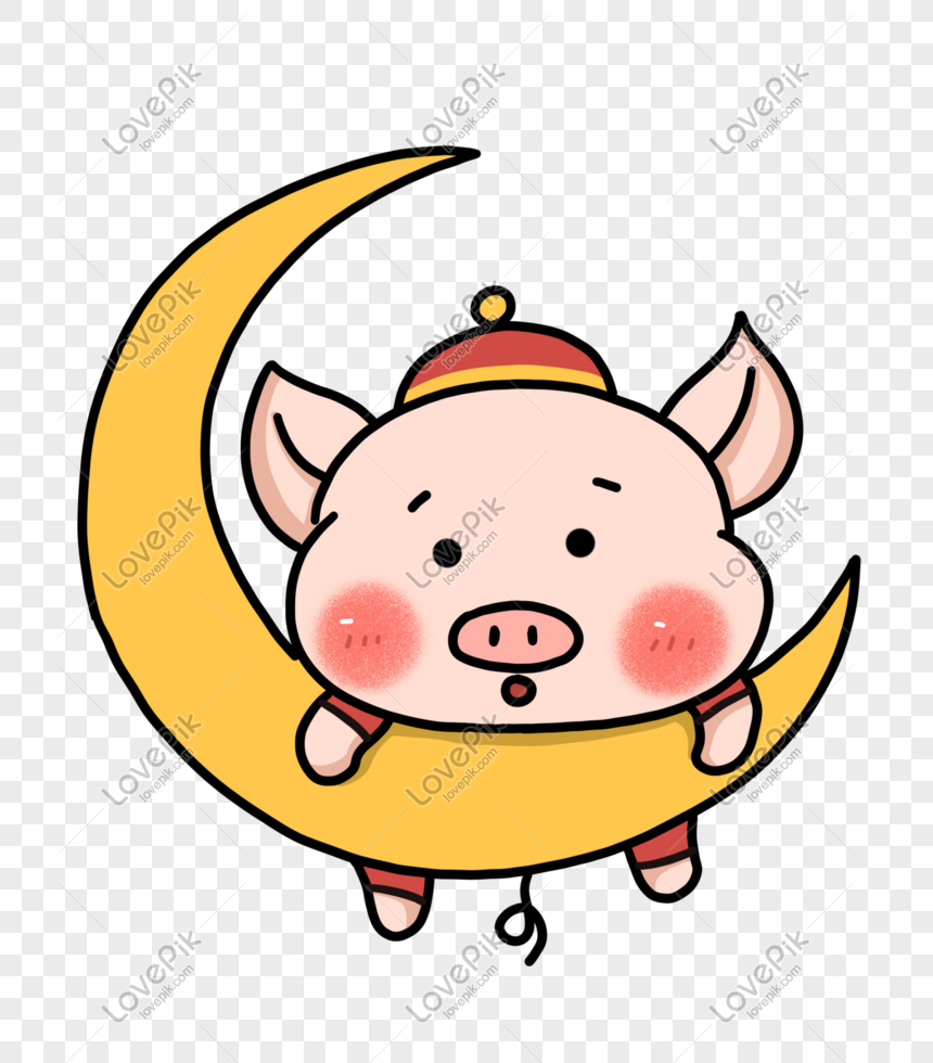 Hình ảnh Vẽ Tay Phim Hoạt Hình Lợn Năm Lợn Tải Về Trên Mặt Trăng ...