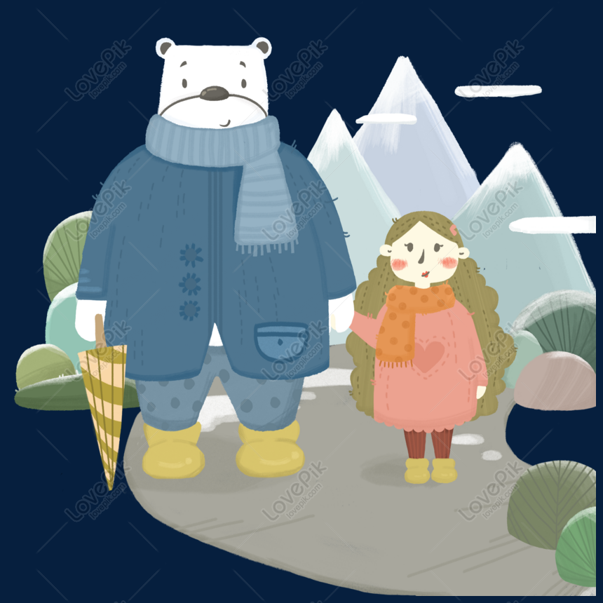 Cartoon Hand Drawn Winter Snow Mountain Grass Path White Bear Wi PNG Image  And Clipart Image For Free Download - Lovepik | 611387308