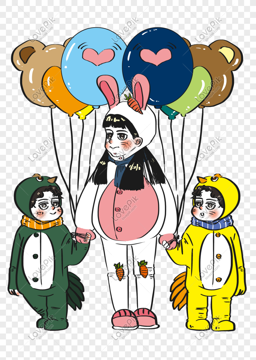冬の遊園地 風船の漫画のキャラクターを販売する動物の衣装を着てイメージ グラフィックス Id Prf画像フォーマットpsd Jp Lovepik Com