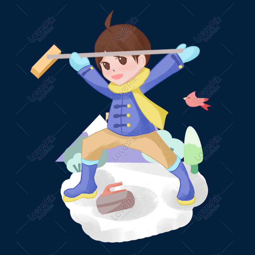 curling sport clipart cartoon