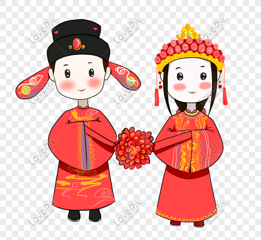 Chinese Wedding Theme Hand Drawn Illustration PNG Hd Transparent Image ...