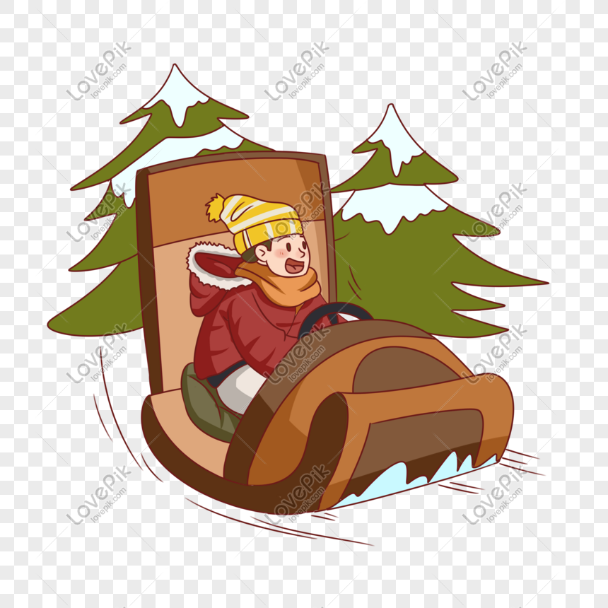 sled riding clipart