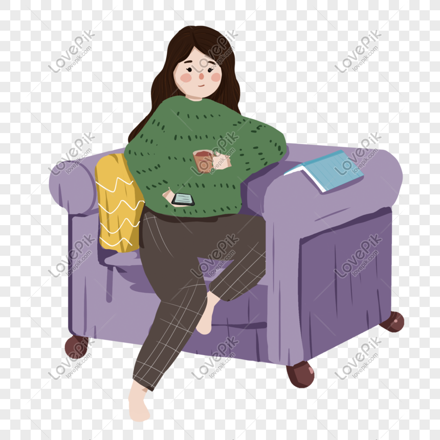 Cartoon Woman On Sofa PNG Picture And Clipart Image For Free Download ...