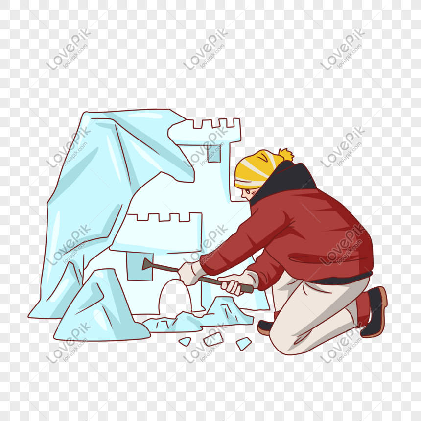 Hand drawn winter travel snow sculpture activity illustration, Hand-painted, winter, travel png image