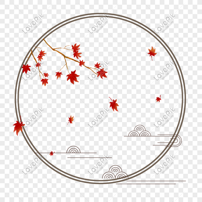 chinese style red maple leaf round frame free png image picture free download 611392859 lovepik com