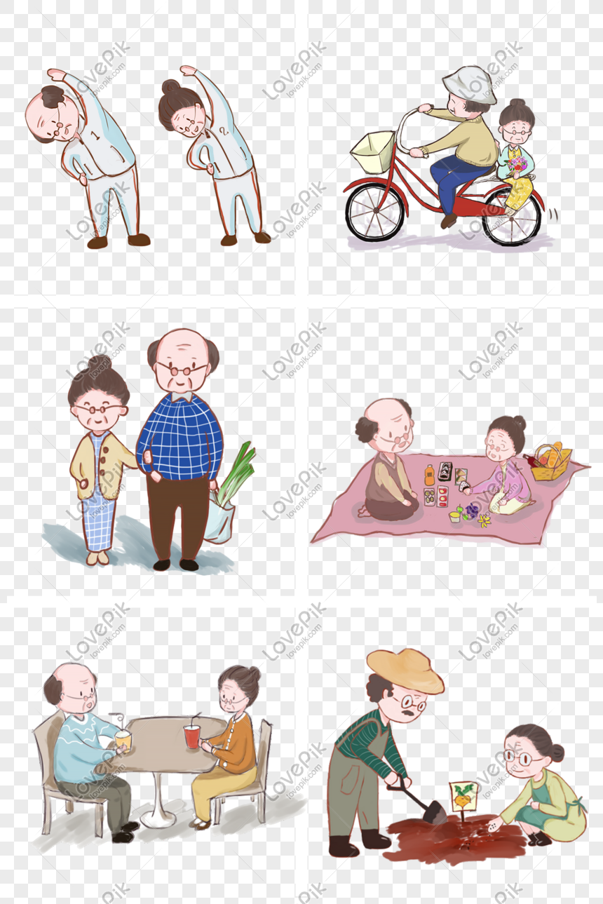 Old Grandfather Grandmother Happy Life Cartoon Illustration Coll PNG Image  And Clipart Image For Free Download - Lovepik | 611398158