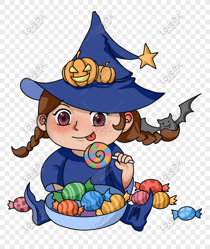 ilustração de halloween desenhada à mão de bruxas fofas voando com doces  10502988 Vetor no Vecteezy