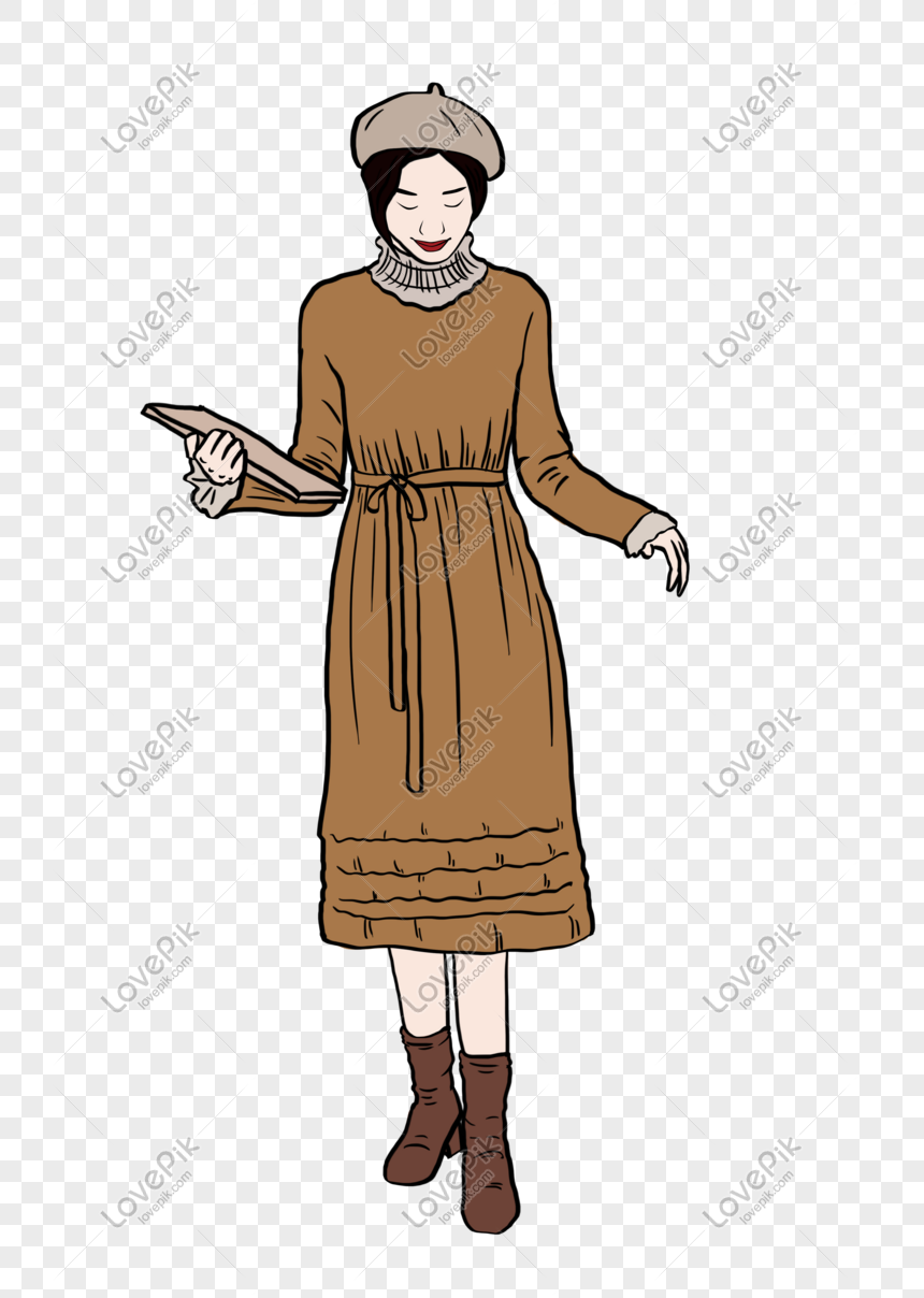 Winter Girl Wearing A Warm One Piece Dress Png Image Psd File Free Download Lovepik