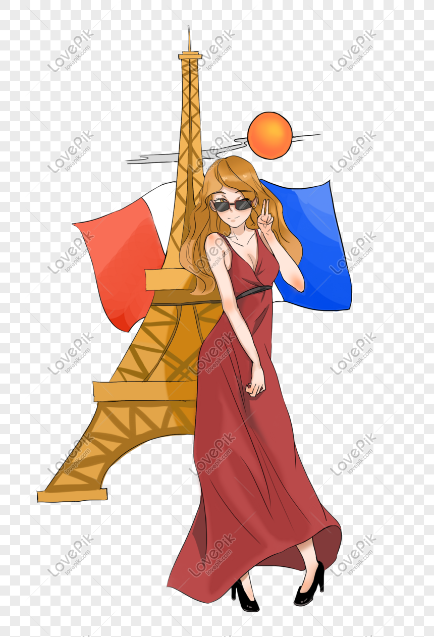 French foreign tourist girl illustration, Foreign travel, travel, foreign png transparent image