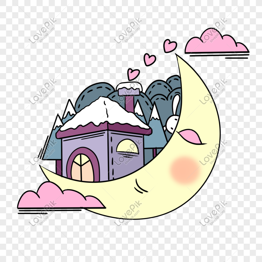 Hand Drawn Cartoon Cute Winter Fairy Tale House PNG Transparent ...