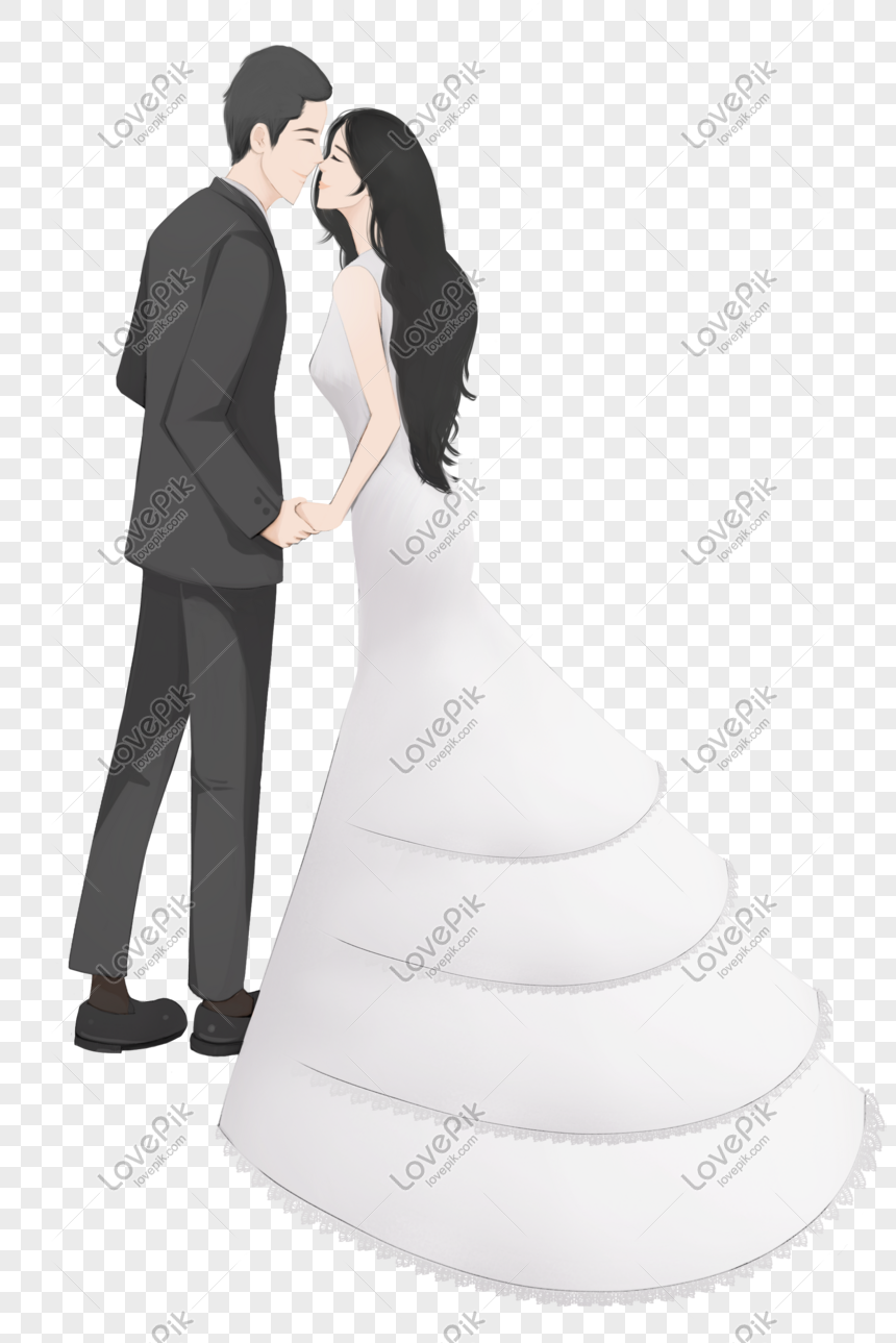 Ilustrasi Upacara Pernikahan Pengantin Pria Romantis Yang Ditari