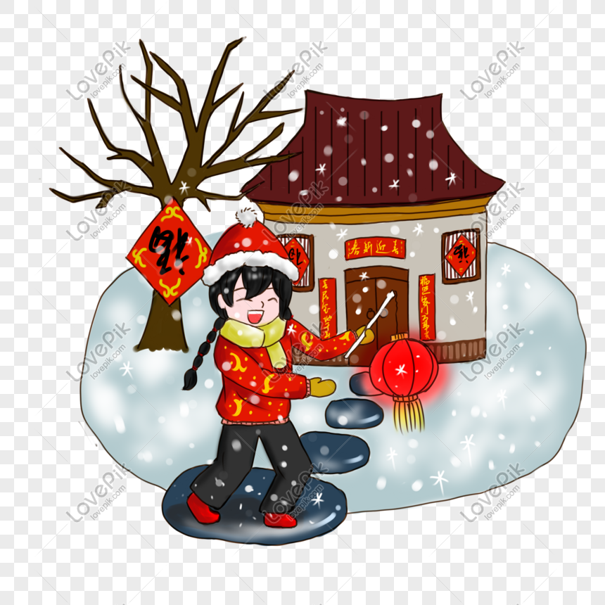 Chinese New Year Hand Drawn Cartoon Character Png Material PNG ...