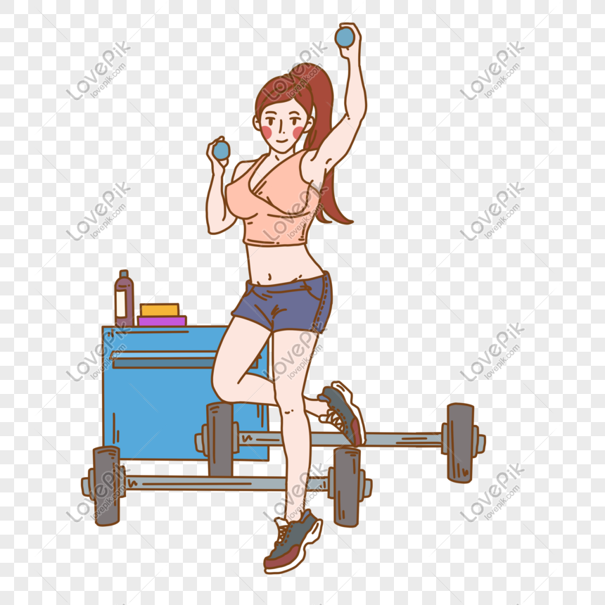 Fitness Cartoon Hand Drawn Illustration PNG Transparent And Clipart Image  For Free Download - Lovepik | 611415586