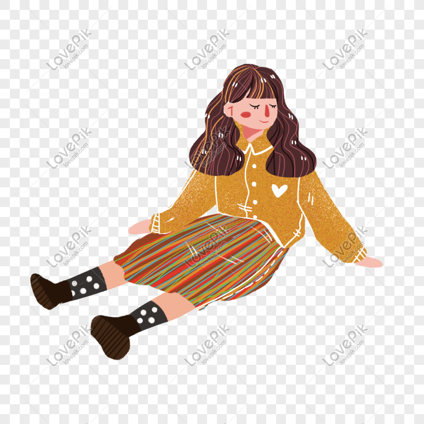 Cute Sitting Girl Free Material PNG Image Free Download And Clipart ...