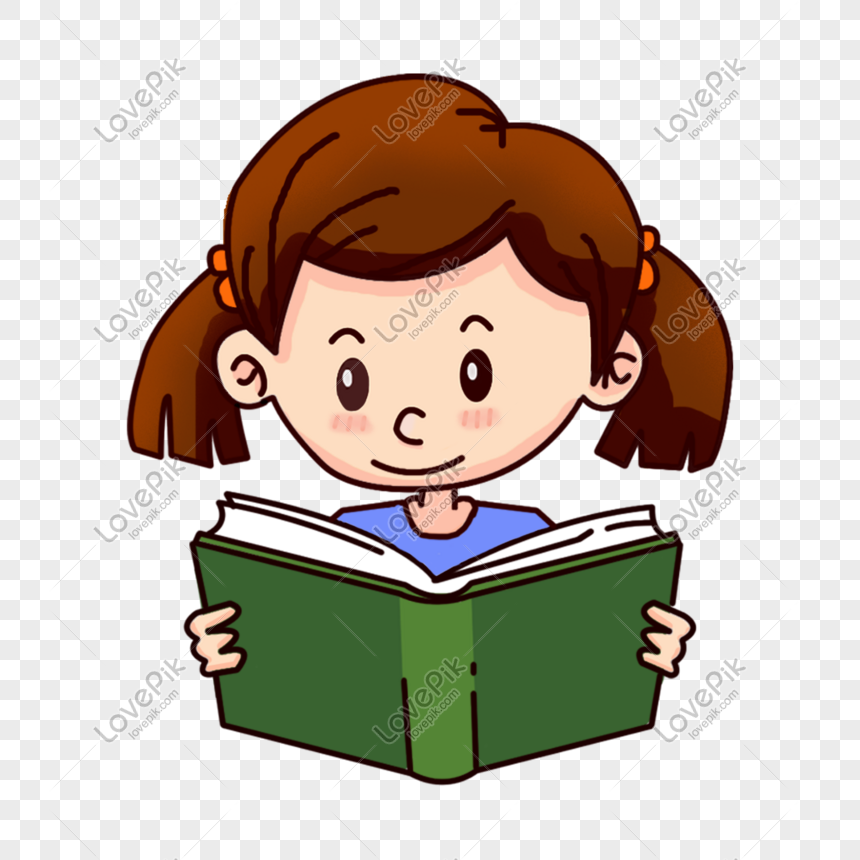 Cartoon Girl Reading A Book PNG Transparent Background And Clipart Image  For Free Download - Lovepik | 611414940