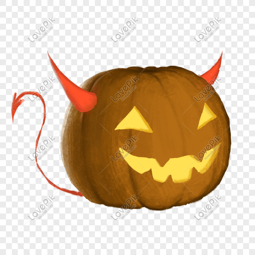 Hand Drawn Halloween Pumpkin Lamp Illustration, Halloween, Horror ...