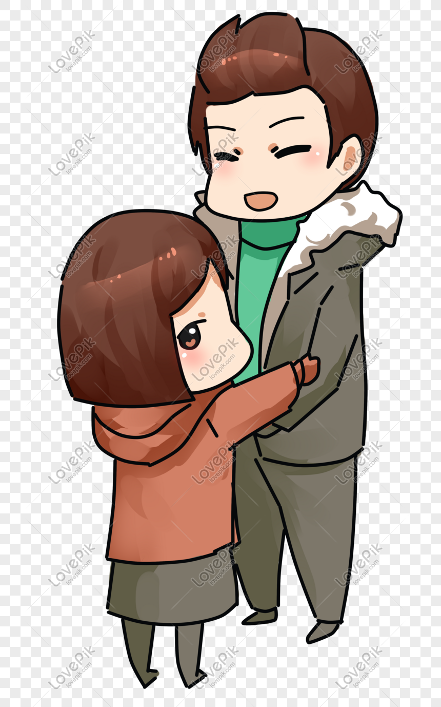Winter And Winter Warm Winter Festival Couple Hugging PNG ...