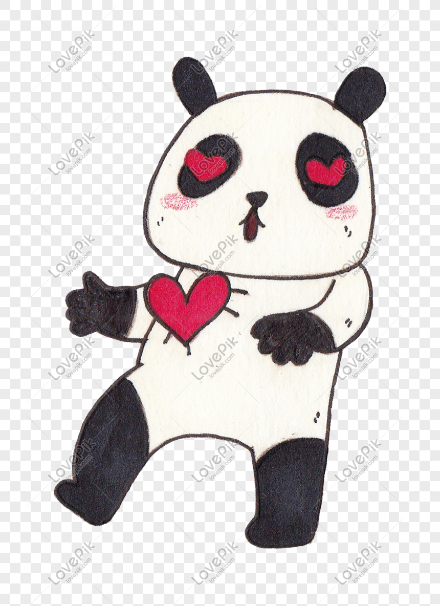Kartun Ilustrasi Panda Yang Digambar Tangan Memanjakan Cinta Png