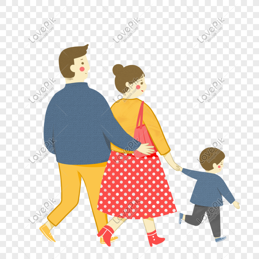 Thanksgiving Day Hand Drawn Flat Family Reunion Walking Png ...