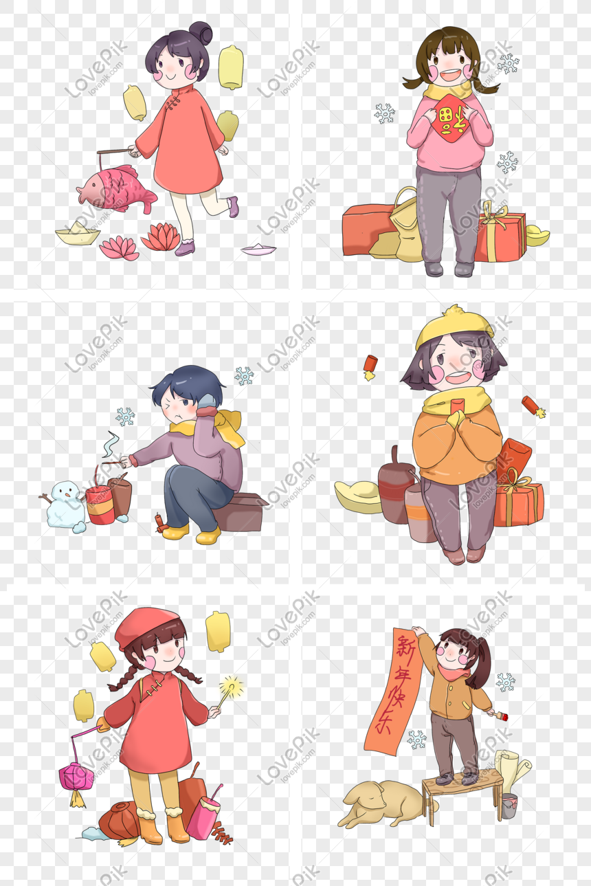 New Year Cute Girl Character Illustration PNG White Transparent And ...