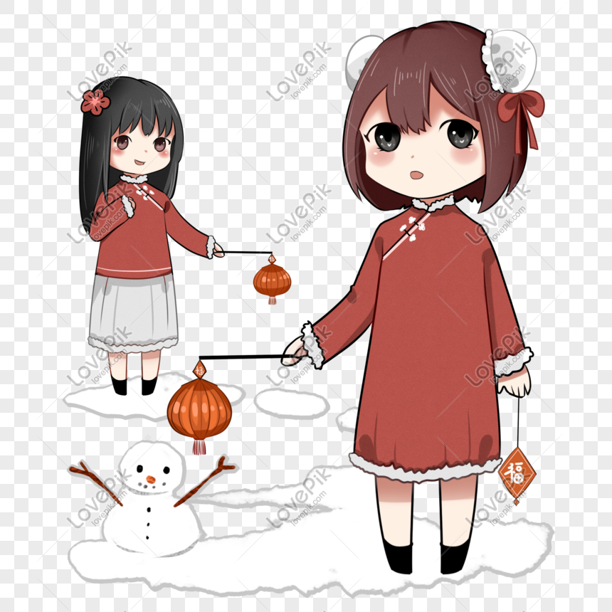 Girl Snow Happy To Welcome The New Year PNG Hd Transparent Image And ...