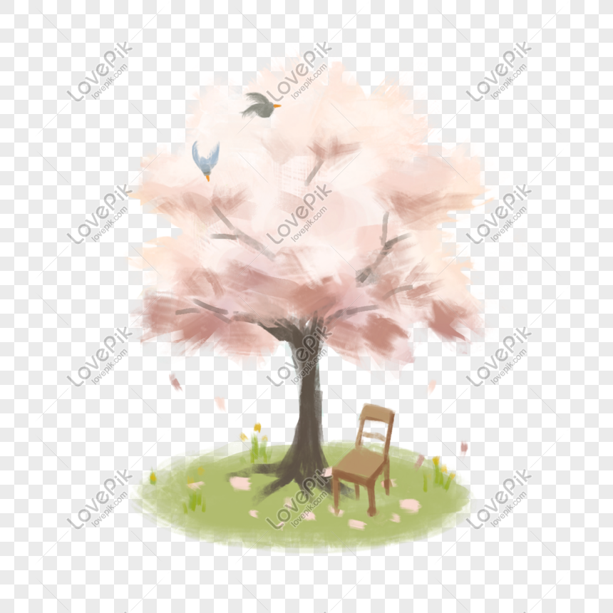Pintado A Mano Hermoso árbol De Cerezo De Primavera Debajo De La PNG  Imágenes Gratis - Lovepik