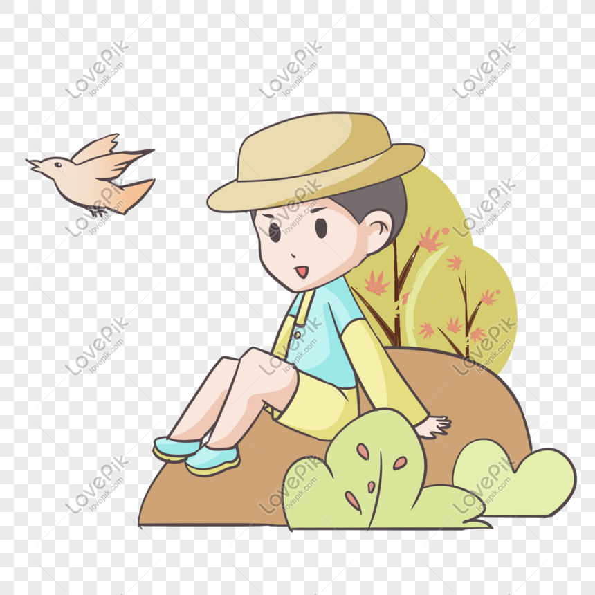 Hand Drawn Cartoon Boy Playing Illustration PNG White Transparent And ...