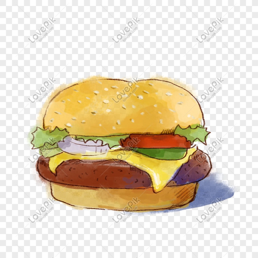 Hand Painted Watercolor Invincible Burger PNG Free Download And ...