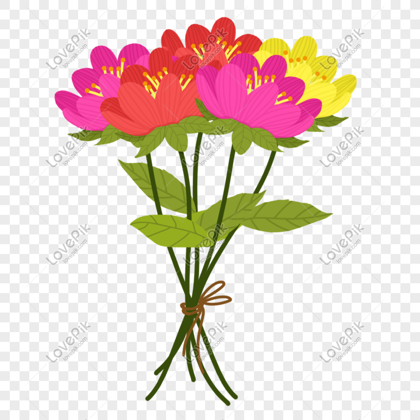 Ilustrasi Bunga Bunga Cerah Yang Digambar Tangan Gambar