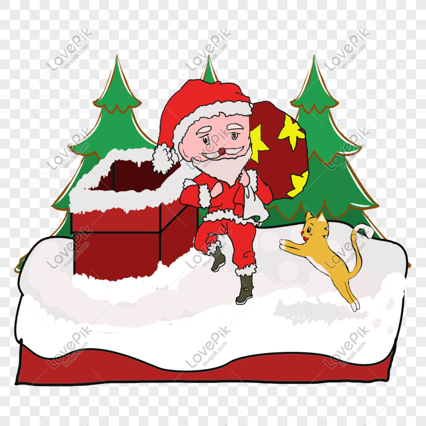 Santa Claus With Cat Cartoon Drawing PNG Picture And Clipart Image For Free  Download - Lovepik | 611439435