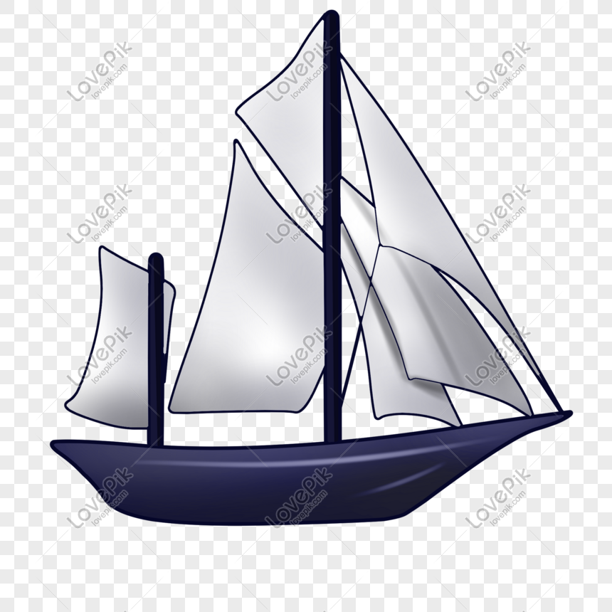 Hand drawn cartoon sailboat illustration, Hand drawn sailboat, cartoon sailboat, sailboat png image