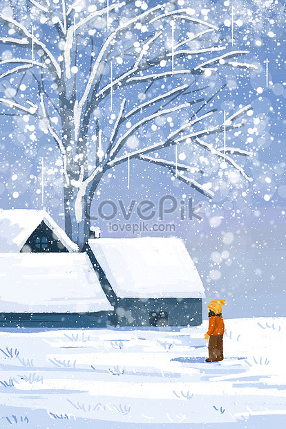 冬の雪景色手描きイラストイメージ 図 Id Prf画像フォーマットjpg Jp Lovepik Com