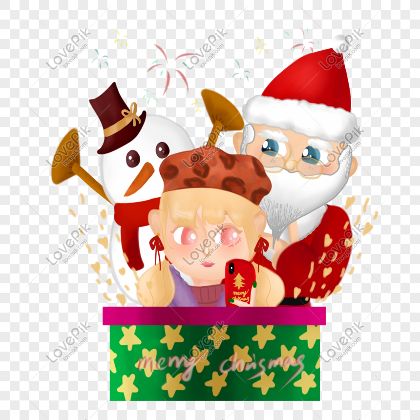 クリスマスサンタ雪だるま手描きイラストクリエイティブイラストカバークリスマスの女の子イメージ グラフィックス Id Prf画像フォーマットpsd Jp Lovepik Com