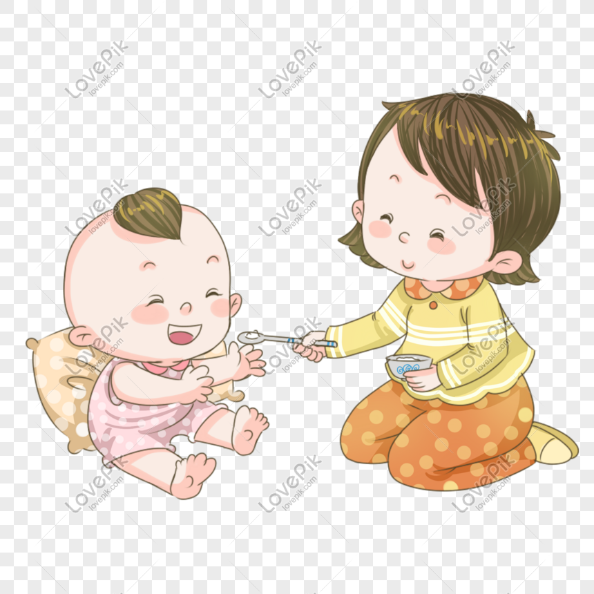 Hand Drawn Mother Feeding Kids To Eat Illustration PNG Image And Clipart  Image For Free Download - Lovepik | 611446488
