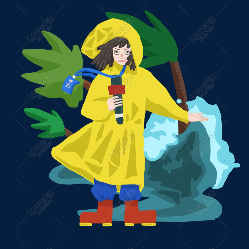 Reporter Cartoon Hand Painted Wind Interview Typhoon Climate Free PNG And  Clipart Image For Free Download - Lovepik | 611442629