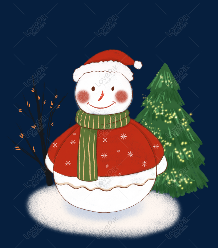Hình ảnh Vẽ Tay Cây Thông Giáng Sinh Nhỏ Và Người Tuyết Tải Về PNG ...