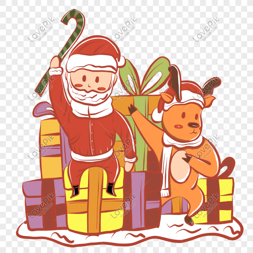 Santa Claus Elk Cartoon Q Edition Image Hand Drawn PNG Transparent ...