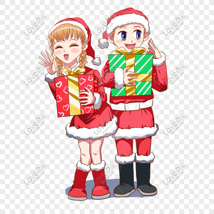 プレゼントを与えるサンタとして服を着たクリスマスの男の子の女の子イメージ グラフィックス Id Prf画像フォーマットpsd Jp Lovepik Com
