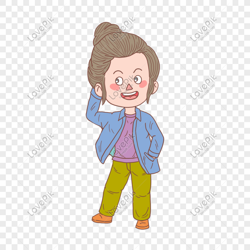 Cartoon Hand Drawn Character Hair Girl PNG Image And Clipart Image For ...