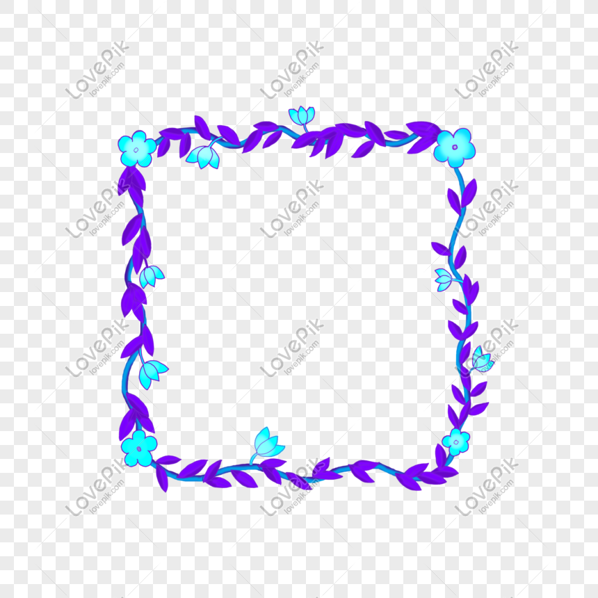 Purple Blue Hand Painted Flower Vine Border Material PNG Hd Transparent ...